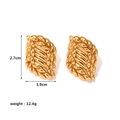 Golden woven texture hoop earrings showing dimensions 2.7cm by 1.9cm and 12.4g weight - Abstract Leaf Texture Style (AJ289-I)