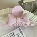 Pince à cheveux nœud rose pailleté avec inscription France Handmade pour coiffure - 9.6cm / Rose
