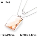 Amber glass rectangle pendant on 18K gold-plated snake chain necklace, 25x21mm charm - Steel 25*21mm Amber (KN292800-GC)