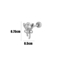 Silver heart zircon cartilage stud earring with bowknot dangle and screw ball back - Bow Heart Style (2#) / Silver