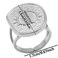 Detail view of adjustable geometric ring showing measurement of 2.3cm square face - Square Sunburst