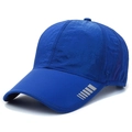 Dark blue lightweight quick-dry baseball cap with reflective stripes for outdoor sports - Royal Blue