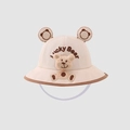 Dettaglio cappello sole bimbo con orecchie d'orso 3D e ricamo Lucky Bear beige - 50cm (1-3 anni) / Bianco Sporco
