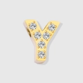 Sparkling gold letter Y charm with micro-pave cubic zirconia for DIY jewelry - Letter Y-Gold
