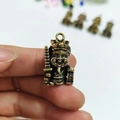 Miniature brass God of Wealth figurine pendant with vintage finish for home decoration - Tower Style