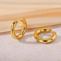 Classic gold-plated titanium steel hoop earrings with a polished mirror finish for women - 4.0 Gold Color Inner Diameter 14mm