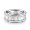 Anillo de plata S925 con circonitas de corte esmeralda sobre fondo blanco puro - US 5 / Blanco (CBJZ090)