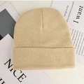 Berretto in maglia beige con risvolto in morbido acrilico dallo stile minimalista - Beige