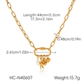 Dimensiones detalladas del collar de acero oro 18K con perla y colgantes de estrella - Estilo Estrella de Mar Concha Perla Corazón (HC-N40607)