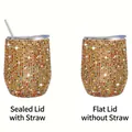 Sparkling rhinestone 12oz wine tumbler with sealing lid and reusable straw - Multi-color Gold