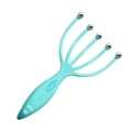 Manual nine-claw scalp massager in cyan finish with rotating metal rolling balls - Claw Roller Ball Style / Blue