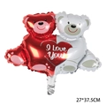 Hugging bears foil balloon with red heart and I Love You text for wedding decor - Mini English Double Bear Hugging Heart