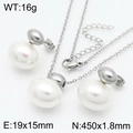 Elegant white baroque pearl necklace and earrings jewelry set with silver hardware - Necklace and Earrings Set / Silver Set (KS221845-GC)