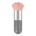 Portable kabuki brush with pink yellow purple gradient bristles and grey handle - Small Chubby Grey Silver Rainbow Hair