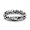 Retro vintage hammered steel bracelet for men with distressed silver finish and square clasp - Antique Silver (KB164775-KJX)