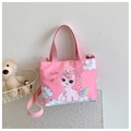 Pink cartoon unicorn canvas crossbody bag for kids with adjustable pink shoulder strap - Pink Horse