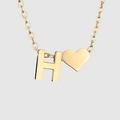 Cavigliera dorata in acciaio inossidabile con lettera H e ciondolo a cuore elegante - Oro-H