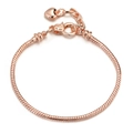 Rose gold 3mm snake chain bracelet with heart pendant and adjustable lobster clasp - 17cm / Screw Lobster Clasp Rose Gold