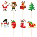 Set di 8 decorazioni per torte natalizie con Babbo Natale, renna e scritte festive - Topper per torta piccoli