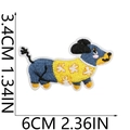 Detailed view of dachshund dog embroidery patch with dimensions 6cm x 3.4cm - Size 17