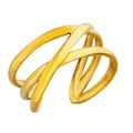 Polished gold multi-layer crisscross open ring with adjustable geometric snake design - JZ5403G Multi-layer Cross Lines / Gold