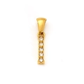 Gold plated stainless steel letter I pendant necklace with five round cubic zirconia stones - Letter I (SP148G-I)