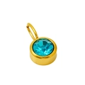 Golden stainless steel round pendant with turquoise blue zircon gemstone inlay - December (ZA2171G)