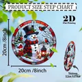 20cm circular acrylic snowman decoration with bird and rabbit in 2D flat printing style - 15x15cm / Rabbit and Lantern Snowman