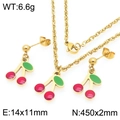 Set gioielli ciliegia rossa con collana e orecchini in acciaio inossidabile donna - Squisito Set Collana e Orecchini con Ciondolo Ciliegia (KS226007-Z)