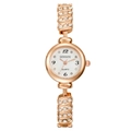 Orologio al quarzo da donna in oro rosa con strass e numeri arabi sul quadrante bianco - Oro rosa