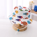 Adjustable kids sun hat with colorful cartoon fish patterns and white windproof strap - White Fish / 54cm
