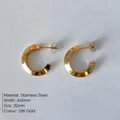 Classic stainless steel C-shaped hoop earrings with 18k gold plating in a 20mm size - Thick C Style (NE93055) / 20mm / 18K Gold