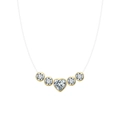 Elegant heart-shaped 5-zircon pendant necklace with invisible fishline chain and gold base - Lzn30-14k
