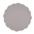 Grey circular faux leather placemat with Nordic embossed pattern and pressed edges - Faux Leather Vintage Embossed Round / Gray