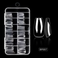 Professional clear coffin fake nail tips 120pcs set with storage box model BP007 - Long Coffin Style (BP007)