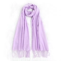 Minimalist light purple cashmere feel scarf with tassel ends on white plush background - Light Purple