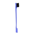 Dual-sided eyebrow and hair styling brush with blue handle and black bristles - Double-Headed Brow Brush Dark Blue