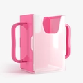 Pink toddler milk carton holder with handles and anti-squeeze plastic design - Pink