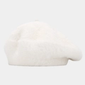 Faux mink fur beret for women in solid white featuring soft plush texture and warm design - White