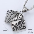 Silver vintage poker royal flush pendant necklace for men with 38mm x 30mm dimensions - Poker Cards Set Style (Style 18)