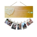Fotohalter aus Holz mit Herz aus weißer Fadengrafik und fünf kleinen Holzklammern - Grandkids Life Grand Stil 2 (DZH3515) / 1 Stück/Packung (Verpackt)