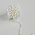 Off-white 6mm pearl bead chain roll 5m length for Christmas tree decor and DIY - 6mm Off-White Pearl Chain 5m