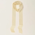 Detail of a golden metal mesh scarf with shimmering texture and long fringe tassels - 4# Beige