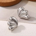 Orecchini a triplo petalo di cuore in argento lucido con stile geometrico 18k - Placcato 18K / Color Acciaio