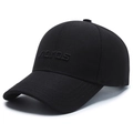 Minimalist black baseball cap featuring 3D naros embroidery in high-density cotton twill - Adjustable / Black