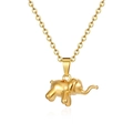 Collar minimalista de acero inoxidable chapado en oro de 18K con pequeño colgante de elefante 3D - Dorado