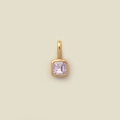 Square lavender gemstone pendant set in 18k gold plated stainless steel frame - June Pendant (Light Purple)