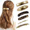 6-piece set of geometric hair clips in gold finish and tortoiseshell pattern for women - Set 7 (6 Pieces)