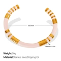 Pink and gold enamel vintage bamboo style open C-shape stainless steel bracelet - Pink Enamel Style (SZ124) / Light Pink