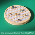 Bamboo ring display tray with grey ice velvet lining and small 15cm circular design - Ice Velvet / Small / Gray